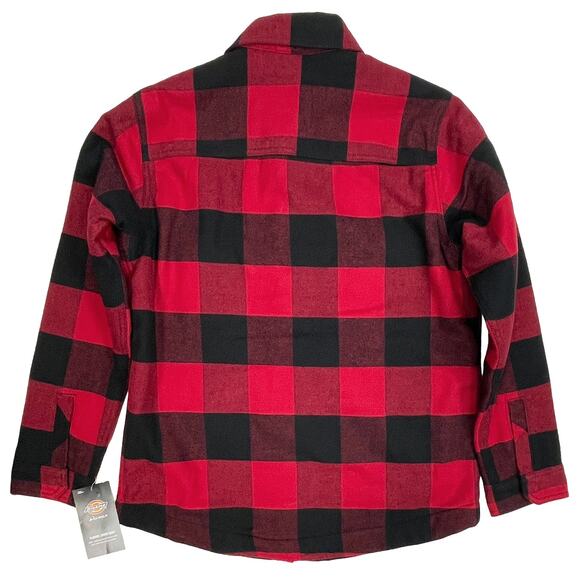Dickies Flannel Chore Coat Sz S New $80 Red Plaid Fleece-Lined Jacket Shacket - Picture 6 of 12